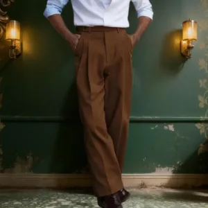 High-Waisted Wide-Leg Cotton Pants
