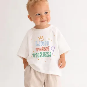 Oversized Birthday Shirt, Custom Name, Graphic Raglan Tee, Toddler Boy Summer Birthday Outfit, Personalized Tee, Colorful